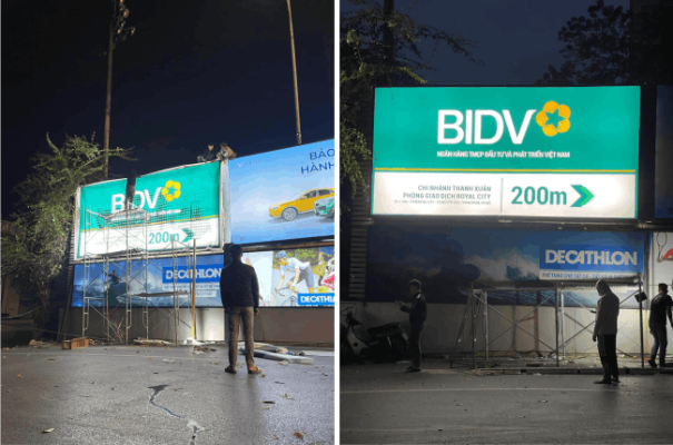 biển hộp đèn quảng cáo ban đêm