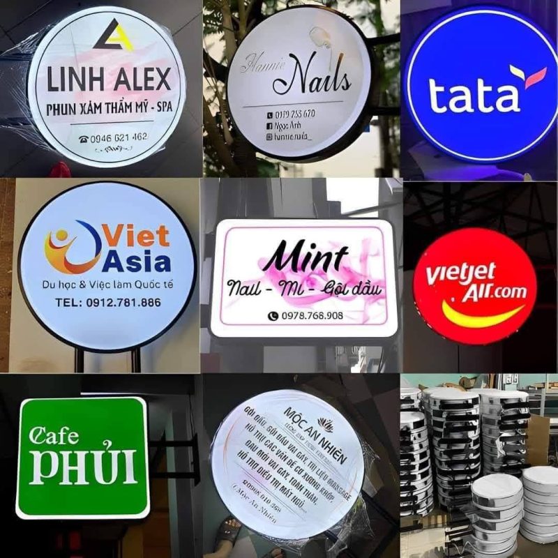 biển mica hút nổi có đèn led